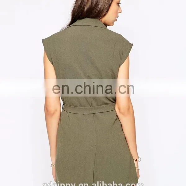 Ladies Removable Utility Belt Sleeveless Trench Jacket photo-4