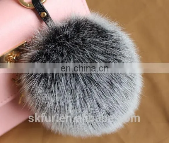 Colorful Fox Fur Pom Pom Keychain
