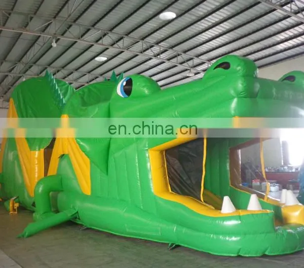 New Inflatable Green Hippo Obstacle Course photo-3