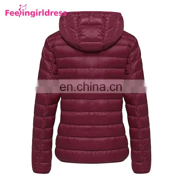 Best Selling Winter Ultra Light Red Women Goose Down Jacket For Winter photo-2