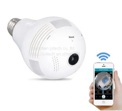 HD 1080P 2MP Wi-Fi Ламповая IP-камера с 360-градусной панорамой, кодеком H.264, инфракрасным обзором и функцией обнаружения движения для внутреннего использования.