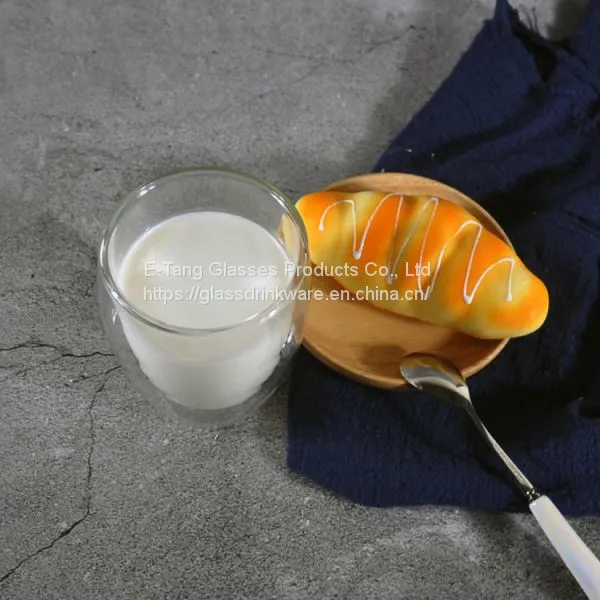 Logo Custmized Hot Sale FDA Certification Manmade Healthy Heat Resistant Double Wall Glass Borosilicate Glass Coffee Cup photo-2
