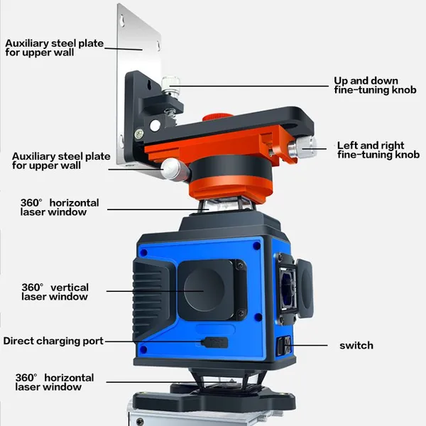 4D Automatic Leveling 360-degree Rotary 16-lineGreen Laser Levels photo-2