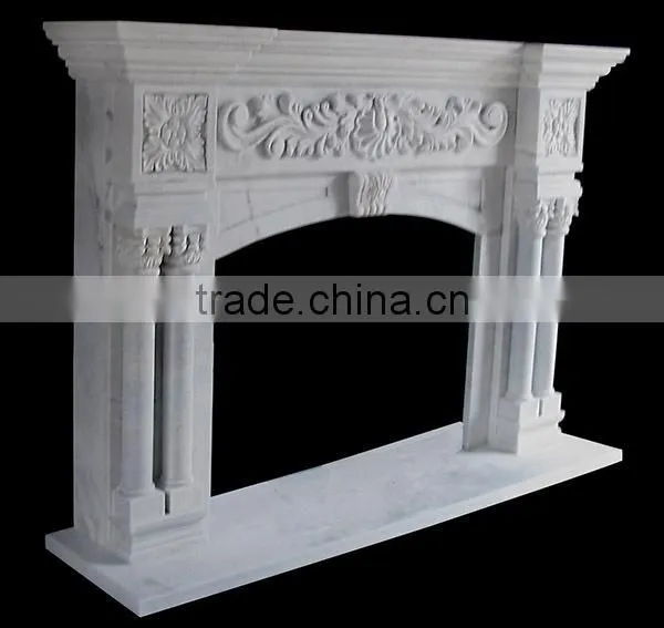 Indoor High Quality White Marble Stone Fireplace photo-2