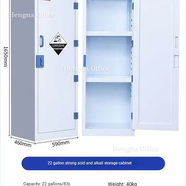PP Chemical Storage Cabinet With Anti-Leak Tray and Warning Stickers | Impact Resistance | for Laboratory Chemicals