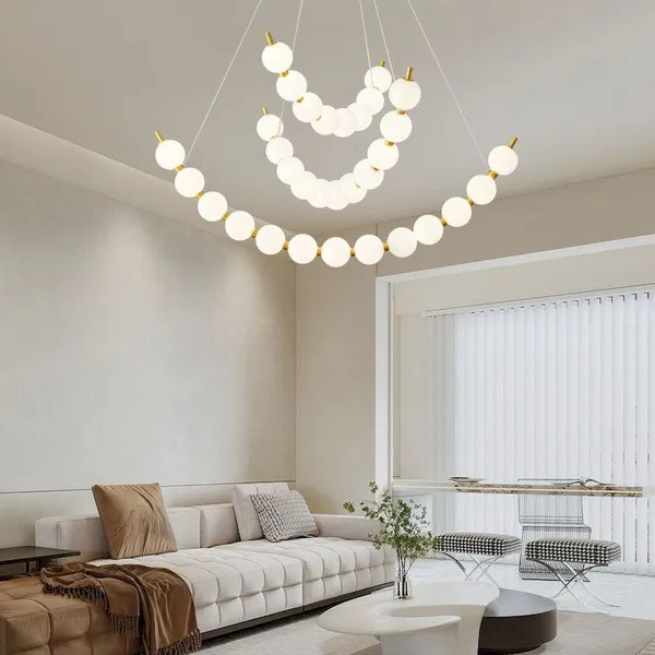 Beaded Curved-Strand LED Pendant - 8/11-Bead or Combo Brass photo-3