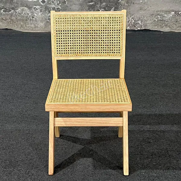 Nordic Retro Bent Wood Rattan Dining Chair Solid Oak Strong Backrest Home Bar Gym Cafe Restaurant Living Room Use