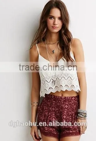 Cotton White Women High-Waisted Floral Lace Textured Shorts photo-4