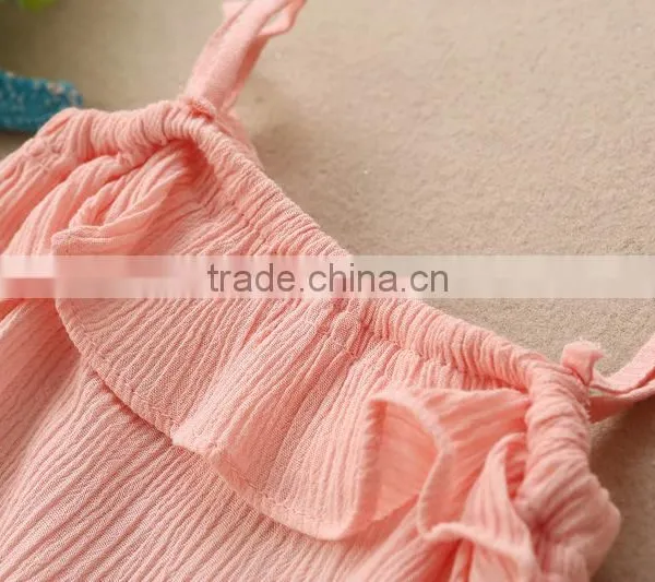 2016 Summer Baby Infant Children's Clothing Baby Girl Clothes Sling Pure Color Jmpsuit Ruffle Cotton Rompers photo-3