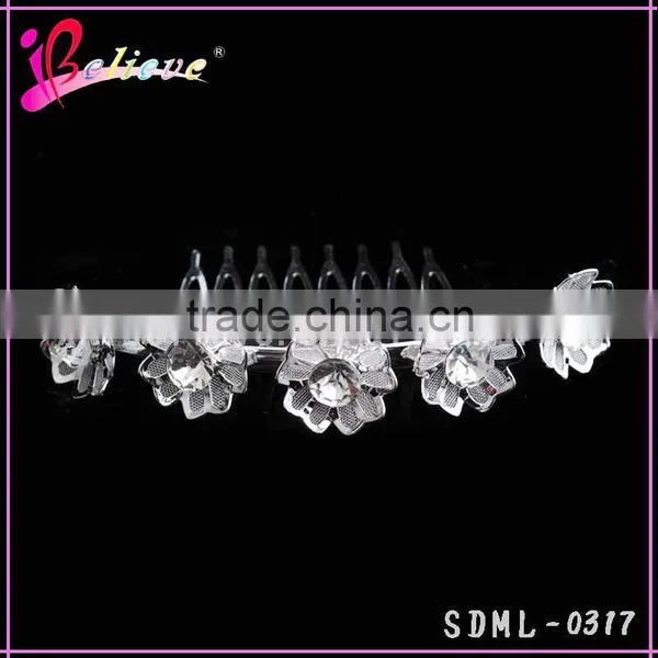 Diamond Flower Silver Metal Hair Comb Wedding Hair Jewelry Magic Hair Comb