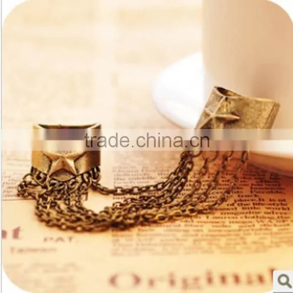 Punk Style Bronze Star Rock Tassel Ring photo-3