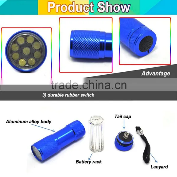 (160133) High Power Aluminum Alloy 9led Promotional Mini Oem Torch photo-3