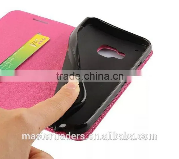Frosted Auto Pull Flip Wallet PU Leather Case For HTC M9 MT-3024 photo-5