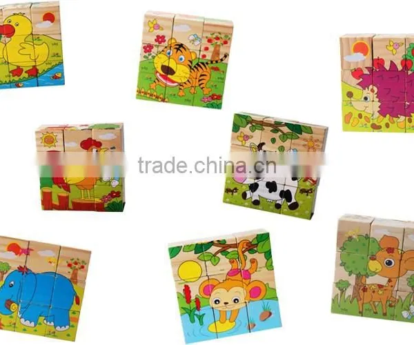 Newest 2015 Children 9pcs Cube Block 3d Wooden Puzzle photo-2