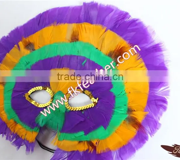 Party Supplies Kids Rainbow Turkey Feather Venetian Mask For Sale photo-2