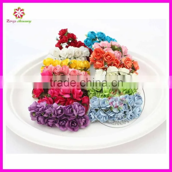 1.5cm Head Multicolor Handmade Mulberry Paper Rose Flower (144pcs)