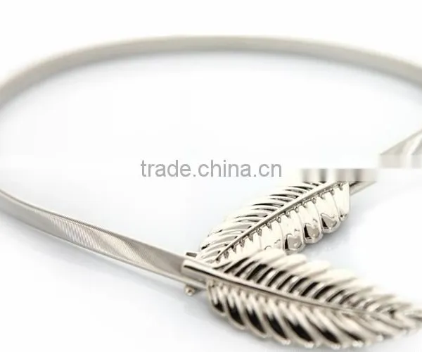 Skinny Elastic Personalized Luxury Women Metal Belts Bright Maple Leaf Chain Belt Decorative Iron Straps photo-3