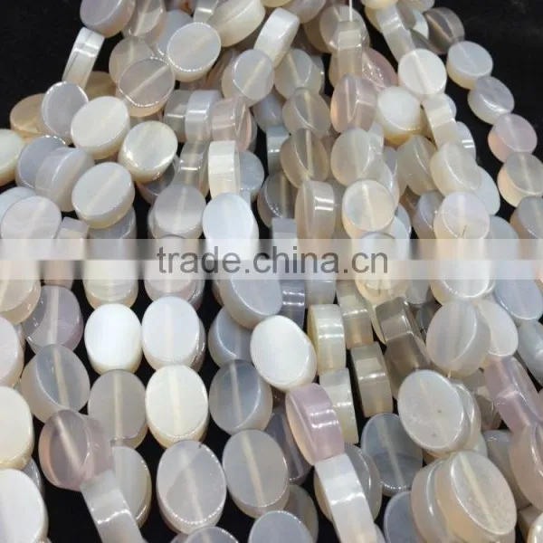 WholeSale High Quality Price Polish Double Flat Shape Grey Agate Oval Loose Beads for Jewelry Making photo-6