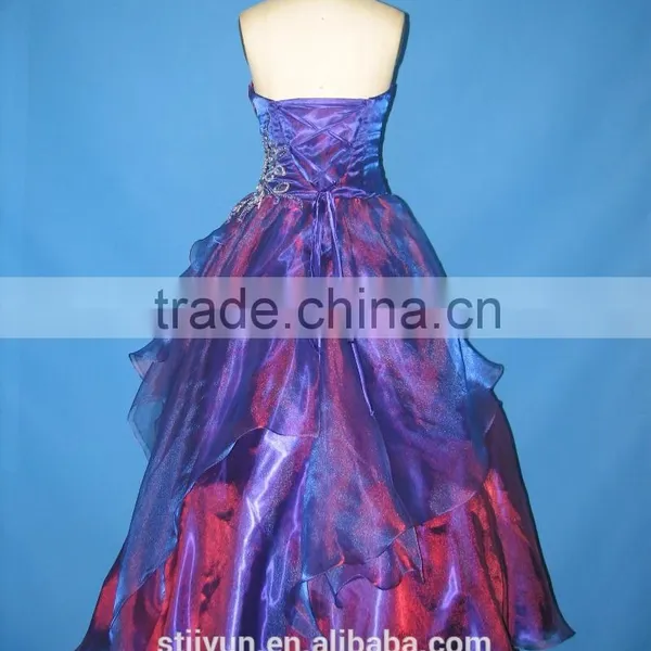 China Purple Fashion Wholesale Long Puffy Prom Dresses photo-3
