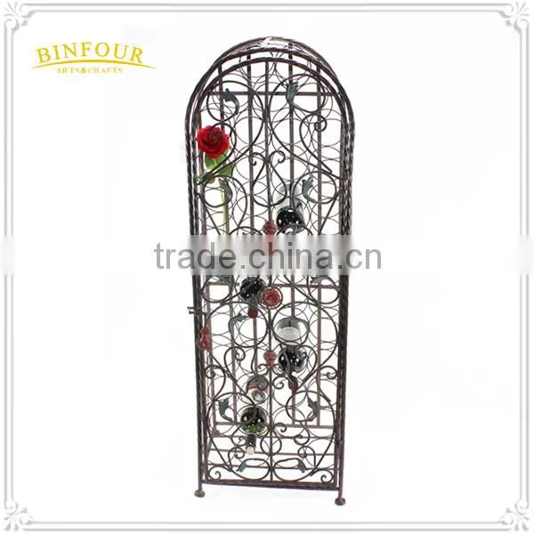 Modern Floor Standing 2 Tiers Metal Wine Display Cabinet photo-4