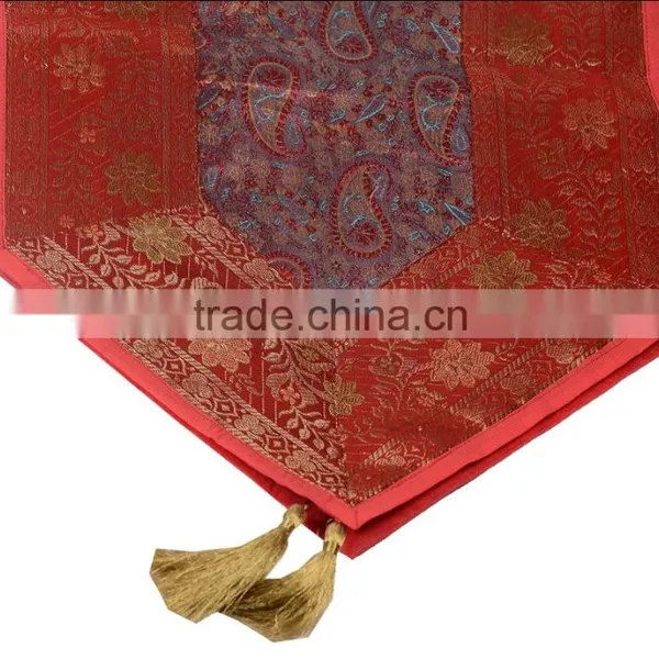 Placemats and Coaster in Red Color Indian Silk Table Runner photo-4