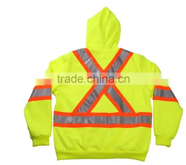 China Wholesale Clothing Cheap High Visible Winter Reflective Jacket Single Brushed Fleece Fashion Hoodie Safety Coat photo-2