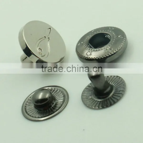 Custom Logo Zinc Alloy 15mm Flat Plating Technics Metal Press Snap Button for Bags Quality Choice photo-4