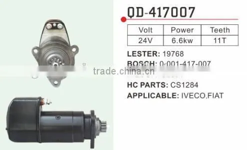 Iveco Starter Motor Lester 19768 Bosch 0-001-417-007 Iveco 4782801 HC Parts CS1284