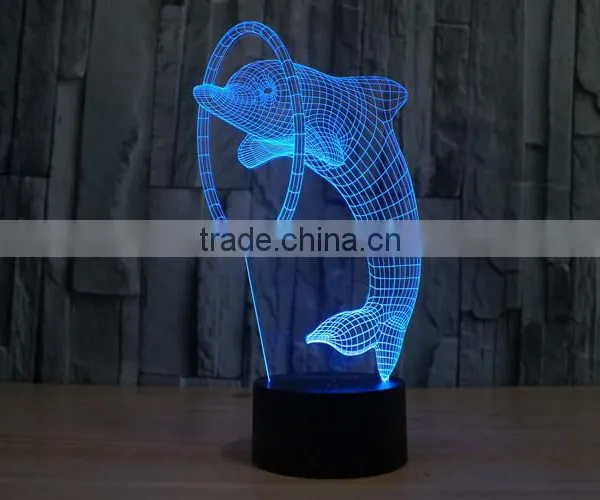 3D Illusion Led Night Light 7colors Dolphin Lamp Table Novelty Products Christmas Lights With Touch Button Children Night Light photo-2