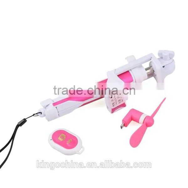 Newest Bluetooth Selfie Stick With Fan Monopod Tripod for Cell Phone photo-2