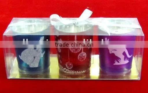 Glass Candle Holder Set and Glass Candle