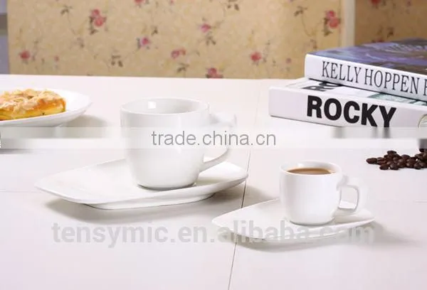 T00217 Big Handle White Porcelain Tea Cup With Saucer photo-2