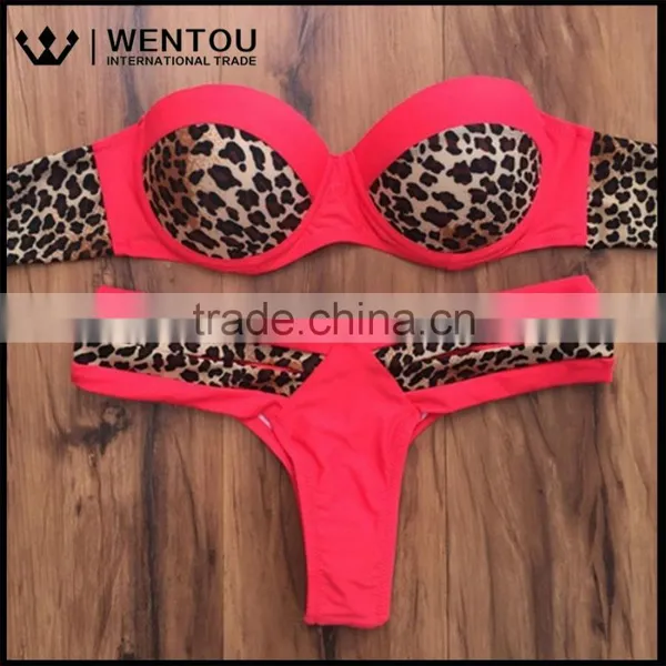 Summer Push Up Beach Print Leopard Bikini Swimwear 2016 photo-3