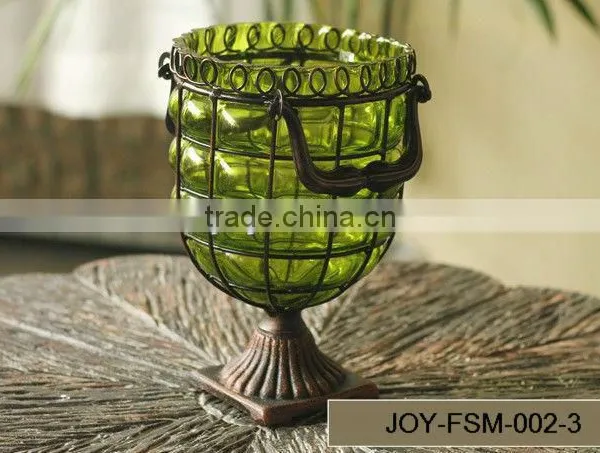 Metal Base Plate Glass Flower Vase photo-3