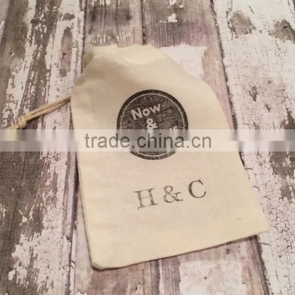 Small Muslin Custom Drawstring Bags photo-4