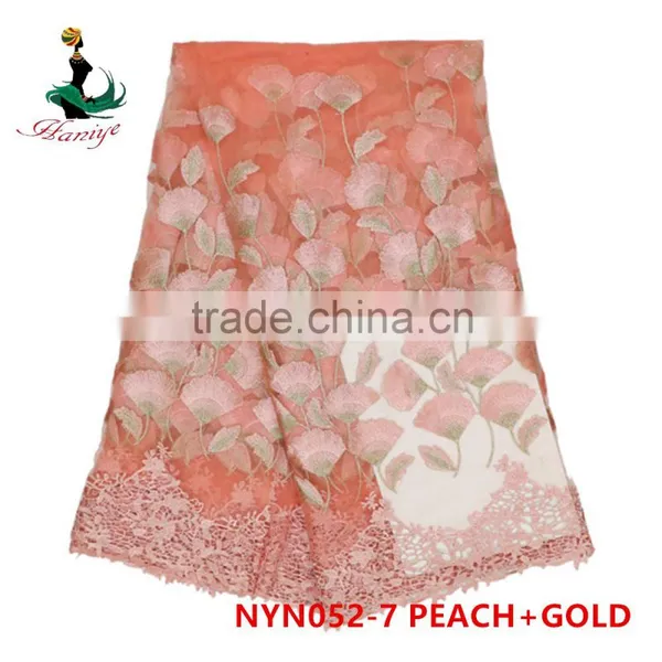 2016 Haniye High Quality Fashion Tulle Lace Fabric Embroidery French Net Lace/NYN52 photo-6