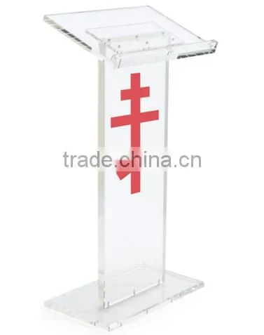 Church Pulpit Designs Acrylic Podium, Vinyl Printing, Orthodox Cross -Clear photo-2