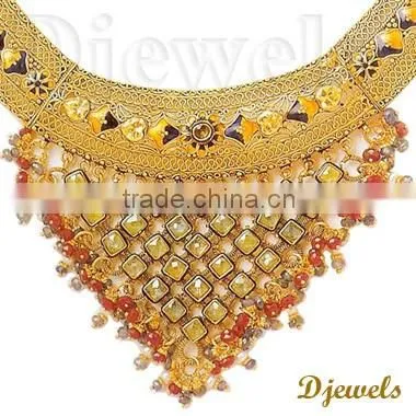 Gold Kundan Necklaces, Kundan Diamond Necklaces, Kundan Jewelry photo-3