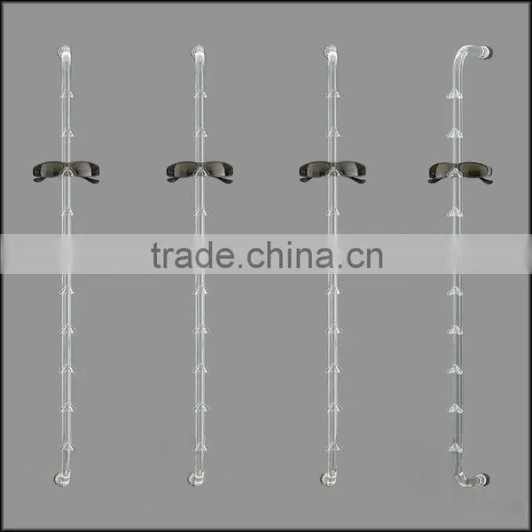 Wall Mounted Eyewear Display Rods;acrylic Sunglasses Display Poles;eyeglasses Display Bars
