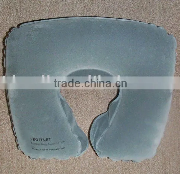 Inflatable Pvc Flocking Neck Pillow for Promotion