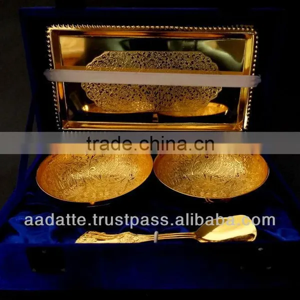 Gold Plated Gift Item Beautiful Kitchen Accessory Gold Plated Bowls Set photo-2