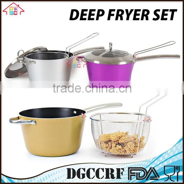 NBRSC Home Nonstick Covered Deep Fryer Aluminum Fry Pot and Basket With Stainless Steel Handle photo-3