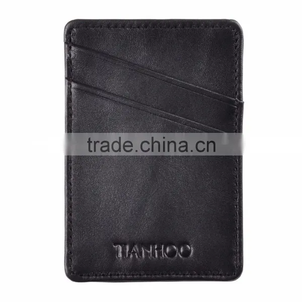 Slim Leather Front Pocket Wallet Credit Card Holder Case - Black photo-5