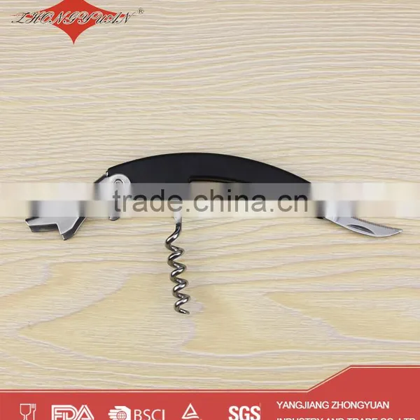Black Plastic Corkscrew Wine Opener With Knife photo-3