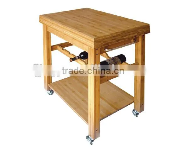 Bamboo Dining Cart With Four Movable Feet photo-2