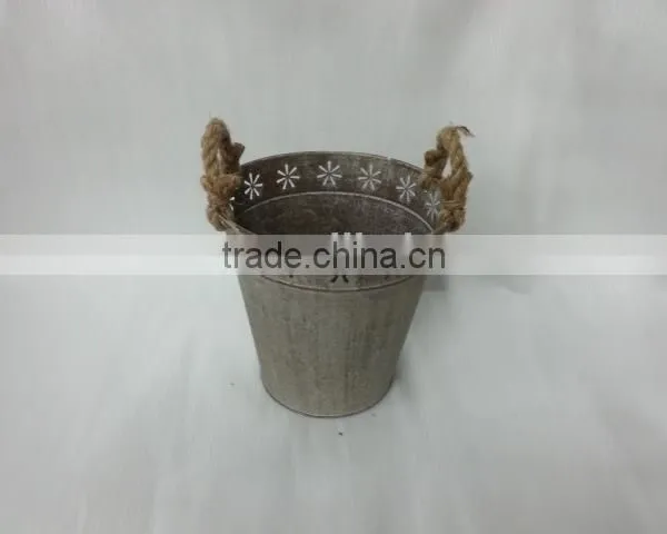 2016 New Grey/white Wash Metal/tin Flower Planter Pots photo-5
