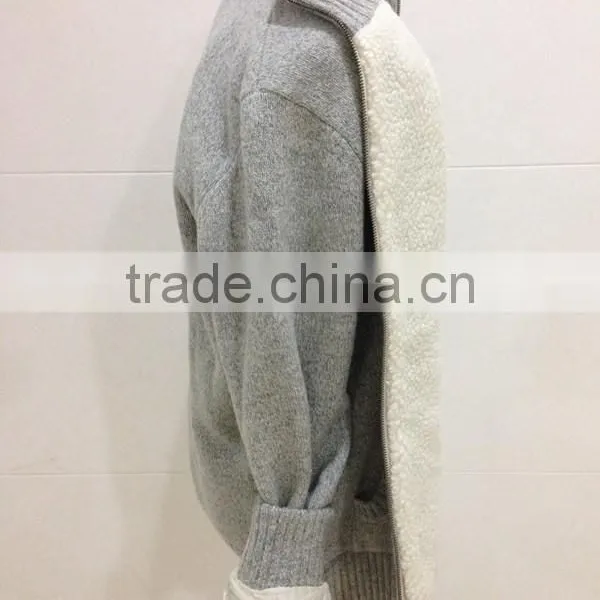 Mens Zipper Cardigan Lambswool Sweater Coat With Lining photo-5