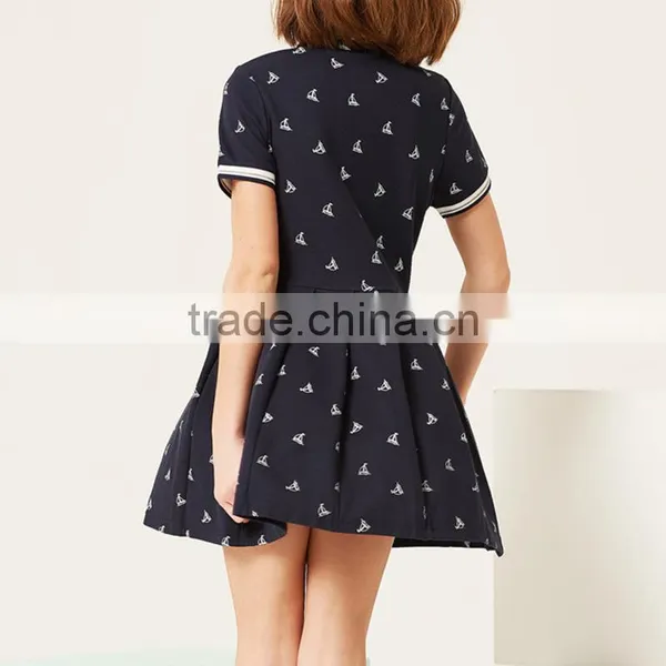 New Summer School Girls' One-piece Dress 2017 Stamp Short Sleeve Dress photo-5