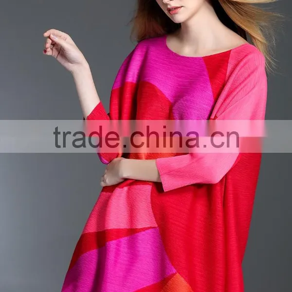 Gored Bright Color Large Size Women Plicated Dresses Wholesale photo-2
