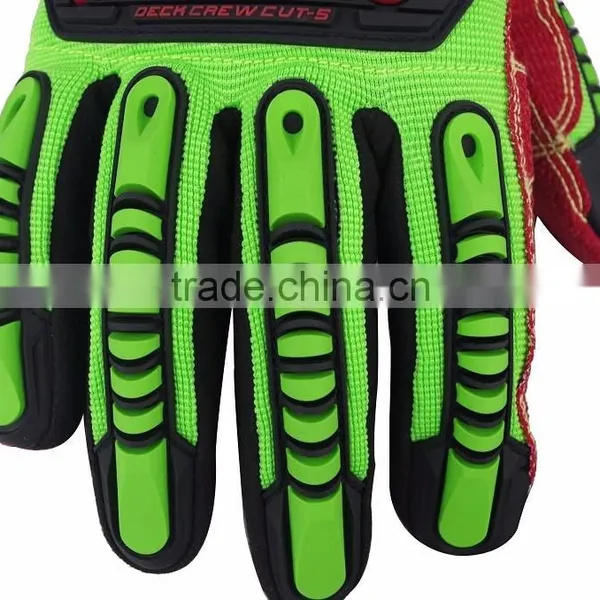 CE 4543 Cut Proof High Visibility Oil and Gas Safety Gloves TPR Cut Resistant Impact Protection Gloves photo-3